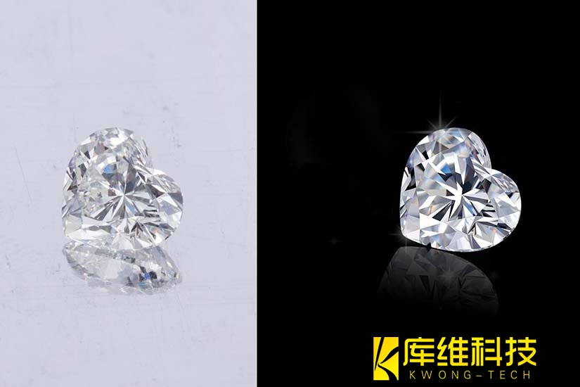 傳統切割與水導激光鉆石火彩對比